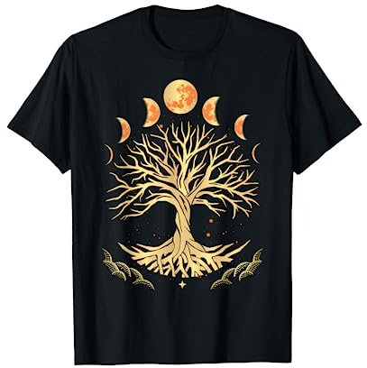 Fasi Lunari Albero Della Vita Meditazione Yoga Spirituale Maglietta