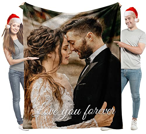 Easycosy personalisierte Decke für Paare - Geschenke für Sie Frauen Benutzerdefinierte Bild ersonalisierte Foto Kuscheldecke für Freundin, Männer, Mama, Papa Jahrestag 120×150cm