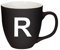 Mahlwerck Jumbotasse, selbst gestalten, große Porzellan-Kaffeetasse, matte Oberfläche, Tasse mit Buchstabe Monogramm, Initiale A-Z, Geschenk, 400 ml, Design Letter, schwarz - R
