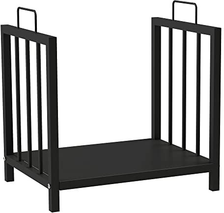 SCHMIDT security tools Kaminholzregal 43 x 33 x 45 cm Brennholzregal aus Stahl Schwarz Kaminholzständer Holzlager Holzaufbewahrung für Innen & Außen