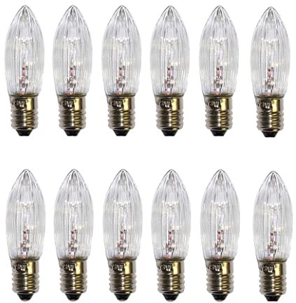 ShuoHui Spitzkerze E10 48V 3W Ersatzbirnen Glühbirnen Topkerze für Leuchtkette und Schwibbogen 22 Lumen 2700K 10 Stück