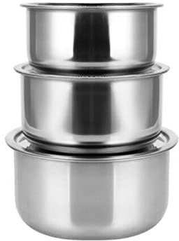 Nicfaky Juego de 3 ollas inoxidables para sopas, ollas con tapa, utensilios de cocina, olla, utensilios de cocina, utensilios de cocina