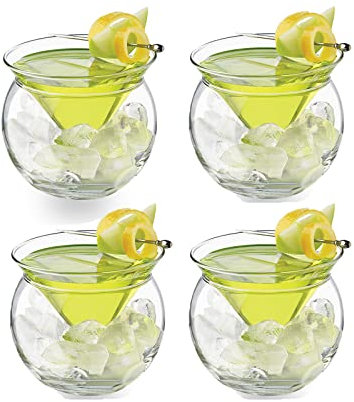 NLDGR Lot de 4 verres à martini sans pied - 255 ml - Verre à martini élégant avec base en boule - Pour cocktail, fête, bar