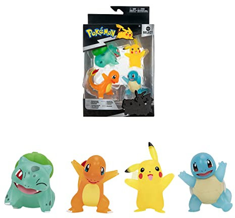 Pokémon Bandai JW2798 Figuren, durchsichtig, Bisasam, Pikachu, Glumanda & Schitter, Figuren, 8 cm, 4 Stück