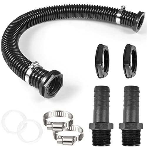 Rain Butt Connection Set,Regentonnen Verbindungsset,50cm Verbindungsschlauch und 2 Schlauchstutzen 25mm Mit Kontermutter, Regentonnenverbindung Für Regentonne, Wassertanks, Zisternen