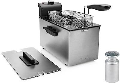 Friggitrice a zone fredde, in acciaio inox con coperchio, 2000 Watt, 3 litri, con saliera inclusa