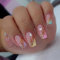 24 Piezas Uñas Postizas Medianas Cuadradas, Ballerina Uñas Falsas Amor & Arcoiris Acrilicas Press on Nails, Artificiales Adhesivos de Uñas para Mujeres y Niñas, 12 Tamaños