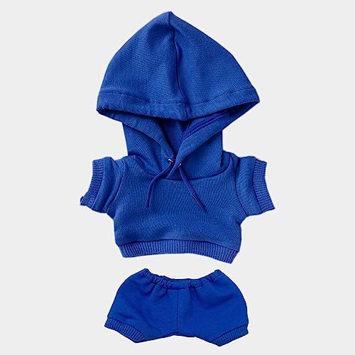 niannyyhouse 15 cm große Plüschpuppenkleidung, elastische, solide Sportbekleidung, Anzüge, Hoodie, Hose, weiches gefülltes Plüschtier, Verkleidungszubehör (blau, 15 cm)