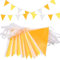 Topeedy 20 m gelbe und weiße Wimpelkette, Party-Dekoration, 52 Stück, wiederverwendbar, gelbe Wimpel für Geburtstag, Hochzeit, Party, Babyparty, Haus oder Garten, dreieckige Flaggen