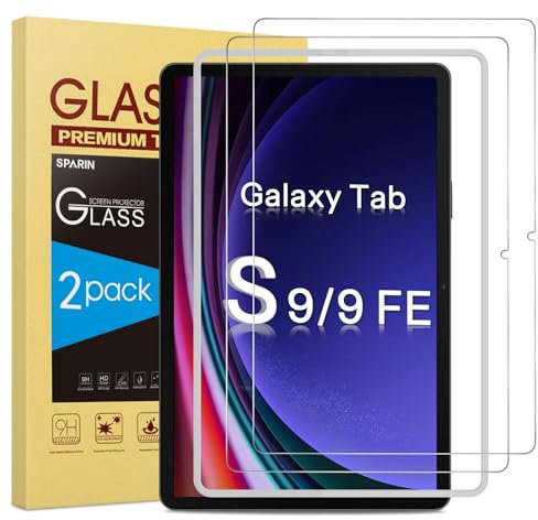 SPARIN Schutzfolie für Samsung Galaxy Tab S10 FE 2025/S9 FE/Tab S9 Panzer Schutz Glas, HD Klar mit Rahmen-Installationshilfe, 2 Stück