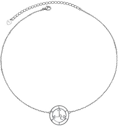 DAOCHONG Sigil of Lilith Collier ras du cou en argent sterling S925 Sigill of Lilith Collier Cadeau pour femme Chaîne rolo 33 + 7,6 cm, Argent sterling, Pas de gemme