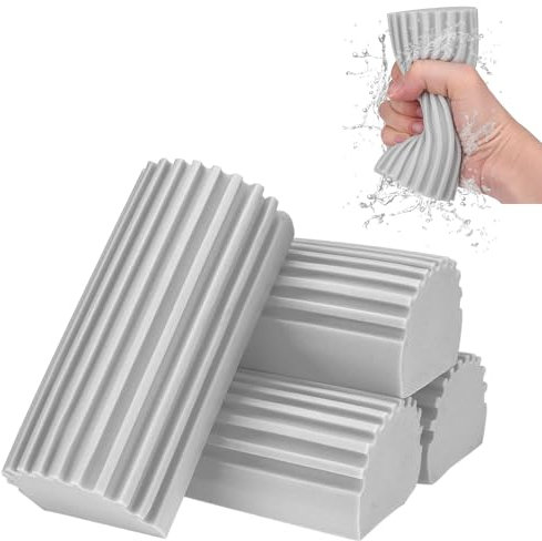 éponges de Nettoyage humides réutilisables, 4 pièces Magiques Eponge poussiere pour Le Nettoyage des plinthes des évents des Stores des Ventilateurs de Plafond eponges Magique (Gris)