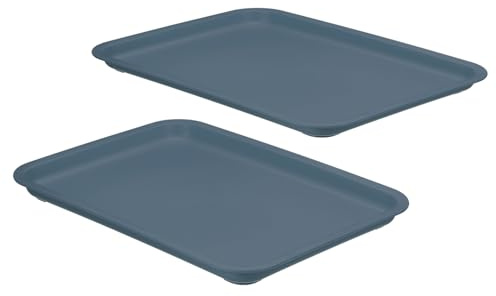PATIKIL 14x10 Fast Food Tray, 2 Pack Plastic Reusable Multi-Purpose Rectangle Serving Tray for Cafeteria Restaurant Home Kitchen, Blue