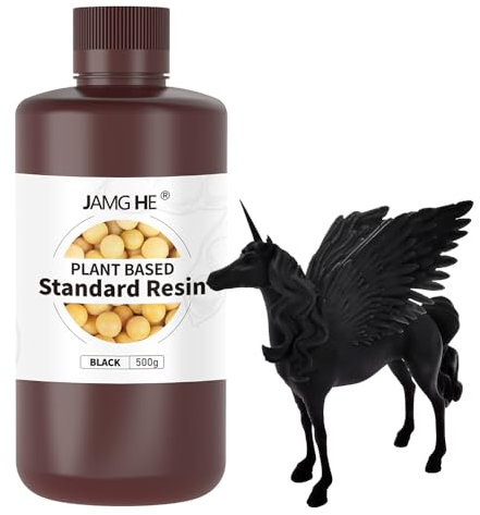 Plant Based Low Odor Standard Resin, JAMG HE Environmentally Friendly, Low Shrinkage, Fast Curing Plant Based Low Odor Standard 3D Printing Resin for LCD/DLP/SLA 3D Printers (500g, Black)
