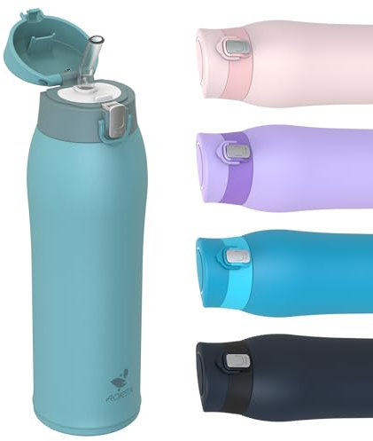 AORIN Stainless Steel Water Bottle, 750ml Insulated Water Bottles with Straw Flip Lid, Double Walled Metal Bottle Keep Drinks Hot & Cold, Leakproof, BPA-Free Flask for Travel, Sport, Gym