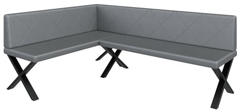 FURNISTAR Eckbank Akiko Metal X - Eckbankgruppe für Ihrem Esszimmer, Küche modern, Sitzecke, Essecke. Perfekt für Küche, Büro und Rezeption. Solide und Starke Verarbeitung. (142x196-Links-Soft29)