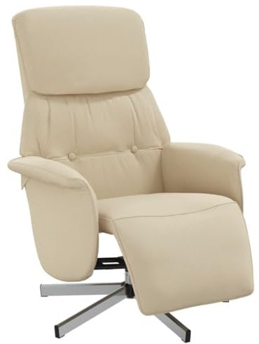 vidaXL Relaxsessel, Drehbar Sessel mit Liegefunktion, Fernsehsessel Verstellbare Rückenlehne Fußteil, Liegesessel Ruhesessel Polstersessel, Creme Stoff
