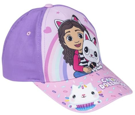 Gabby's Dollhouse Kindermütze mit Visier – Türkis – Größe 51 cm – 65 % Baumwolle und 35 % Polyester – Druck von Gabby's Dollhouse – Originalprodukt, entworfen in Spanien, türkis, One size