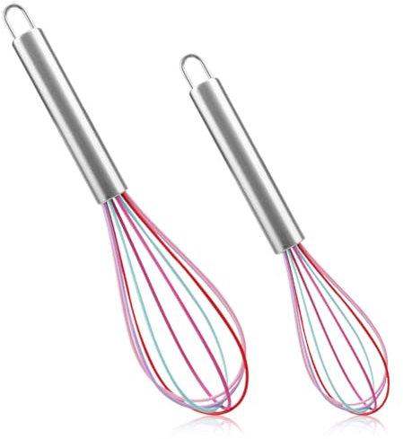 GLADFRESIT Batidor de silicona manual para huevos, batidor de huevos de leche y globos, batidor de huevos resistente al calor, batidor de cocina para batir, hornear, cocinar, agitar espuma