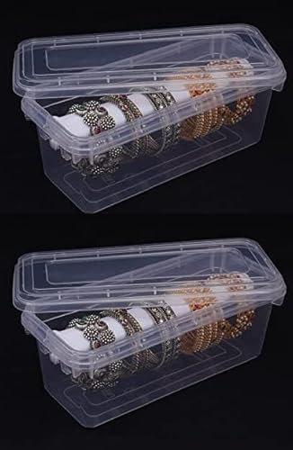 FRILZON Pack of 2 Bangle Box for Women - Chudi Storage Organizer - Plastic Box for Bangles
