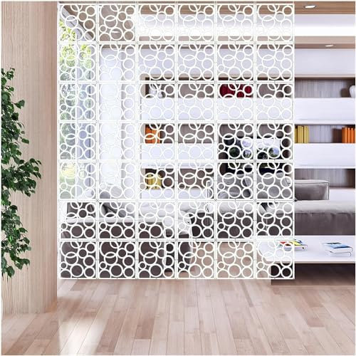 SAFWELAU Trennwand Hängend DIY Raumteiler Bildschirm zur Raumtrennung, Trennwand aus PVC-Paneelen für Hotel Home Bar Room, 1–100 Stück optional (Color : White, Size : 95Pcs)