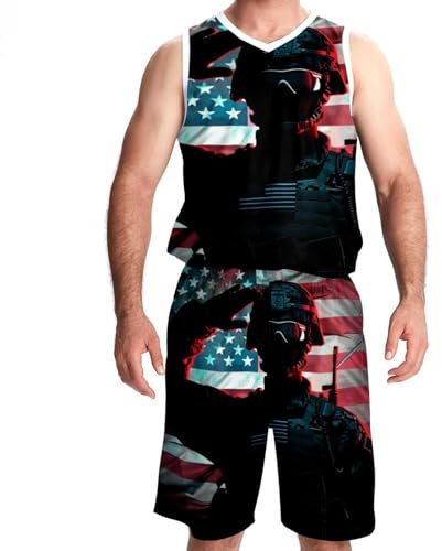 Basketball-Trikot und Shorts, Trikot-Shorts-Outfit-Set, Herren, athletisch, Basketball-Trikots im Filmstil, Design 1332, XXXL