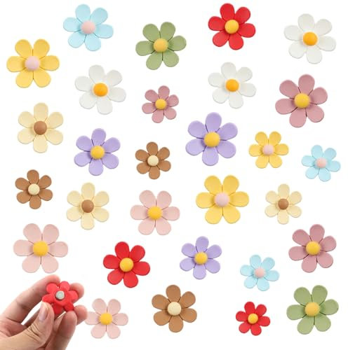 Galerie SV 30 Stück 3D Blumen Magnete für Kühlschrank - 3 Größen Bunte Dekorative Magnete für Schließfach, Whiteboard, Pinnwand, Tafel, Büro Dekor