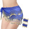 VEGCOO Damen Bauchtanz Gürtel, Kostüm Hüfttuch mit Münzen, Chiffon Hüfttuch, Bauchtanz Hüfttuch Rock+2 Armbänder, Tanztuch Bauchtanz Kostüm, Bauchtanz Münzgürtel für Mädchen Frau (Blau)
