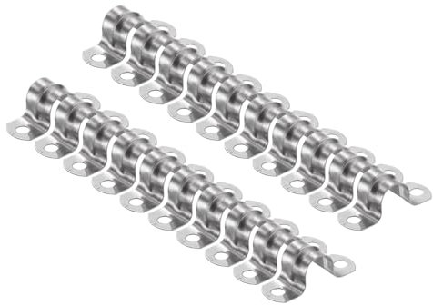 sourcing map 20pcs 3/8 Inch 10mm Conduit Clamps, M10 U Tube Pipe Clamp, Stainless Steel Rigid Pipe Strap, U Shaped Bracket with Two Hole for Pipe Tube Hose Wire Cord Fixing