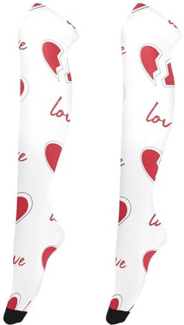 Yuiboo Calzini al ginocchio da donna per San Valentino Love Love Red Doodle traspiranti sopra il ginocchio calzini per ufficio signore stivali alti, San Valentino Amore Amore Reds Doodle, 4 x 23