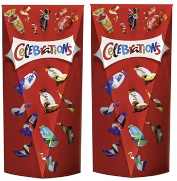 CELEBRATIONS Pop Box 2x 350g Geschenkebox Geburtstag Weihnachten Keks mit Milchschokolade Mars Snickers Twix Bounty Milky Way Galaxy Caramel Maltesers Teasers