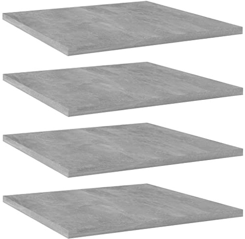 vidaXL Bookshelf Boards 4 pcs Concrete Grey 40x40x1,5 cm Engineered Wood | Simple style fits right into modern spaces, Great for showing off books or decor,