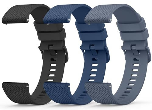 YLK 3 Piezas Correa Compatible para Xiaomi Redmi Watch 3 Active Mujer Hombre, Correas de Pulsera de Silicona Suave para Redmi Watch 3 Active (Negro/Azul Oscuro/Azul Gris)