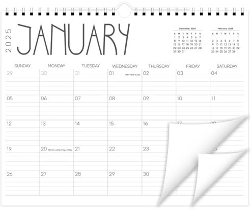 Aesthetics 2025 bis 2026 Wandkalender von Januar 2025 bis 2026 Dicker Planung Zoll Monatskalender Dezember Kalender Papierkalender für Organisation Dekoration Big Desk Kalender 2022 (Weiß,