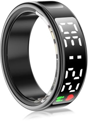 Cuifati Smart Health Ring mit Display Screen & Touch Control, Fitness Tracker Health Ring für Frauen & Männer, Mehrere Sportmodi, IP68 Wassersicher, Schrittzähler, App -Link (9)