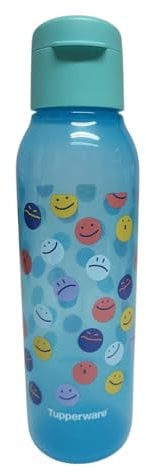 Tupperware to Go Eco 750ml Eco Easy Flip Top Trinkflasche EcoEasy für Kohlensäure geeignet 750 ml (türkis Smiley)