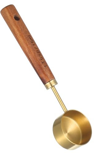 Tyqour Coffee Scoop 1 Tablespoon Measuring Spoon Stainless Steel & Wood 1 Tbsp Measuring Spoon Perfect for Coffee, Tea, and More