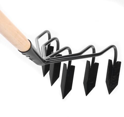 BirnePower Handgrubber Gartenhacke Kultivator Schwarz Grubber Hacke 5 Zinken Kralle Bodenlüfter 155cm