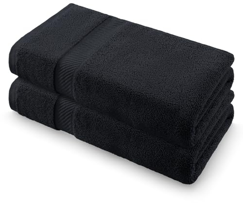 Homaxy Handtücher Set 2er-Pack, Schwarz | 2 Handtücher 50x100 cm| 100% Baumwolle, 500g/m², OEKO-TEX Zertifiziert, Weich&Saugstark, Pflegeleicht, Vielseitig Einsetzbar
