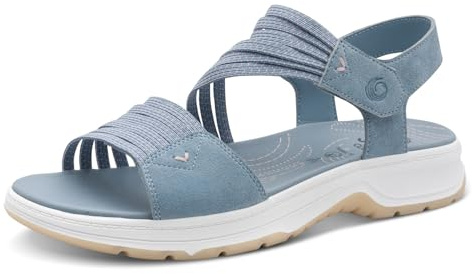 Jana Damen COSHY Flat 8-28661-46 Flache Sandale, Sky/Peach, 36 EU