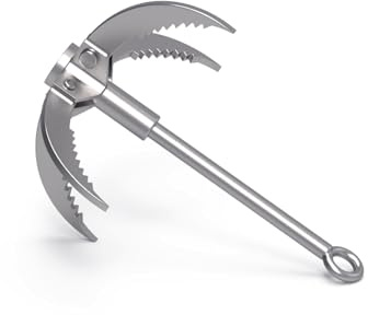MHDMAG Grappling Hook, Anchor Hook with 4-Claw Folding Stainless Steel Hooks for Anchor Retrieving, Outdoor Hiking, Tree Limb Removal,Water Lifting Salvage