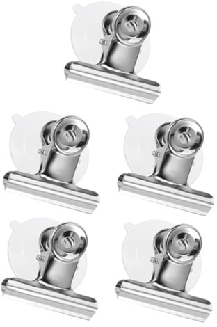 VALICLUD Fenstersaugclips 5 Stück aus Edelstahl und Pvc, Silber | Wiederverwendbar, Praktisch, Rückstandsfrei Entfernbar, Zubehör Leicht Aufhängen, für Haushalt und Fenster