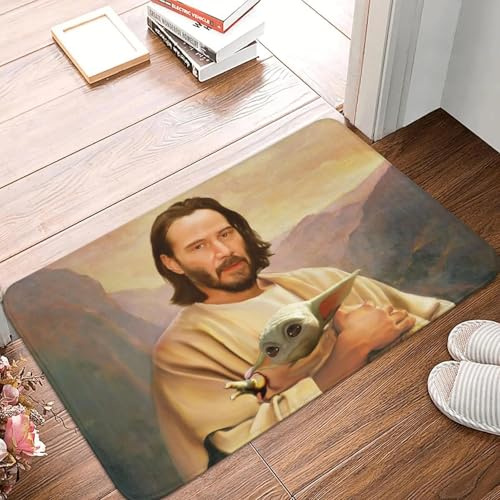 EUEKQOIB Jesus Saint Keanu Reeves und Baby Boden Tür Küche Bad Anti Slip Outdoor Fußmatte Garage Eingang Teppich Teppich
