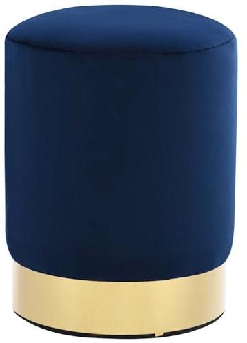 Homgoday Luxus Barhocker Fassform Blau Golden - Samt & Metall, 28x36cm, Wohnzimmer & Kinderzimmer Model249833