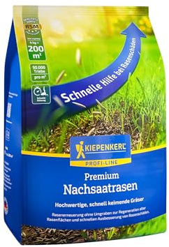 Kiepenkerl Nachsaatrasen 1089056, Rasensaat | Schnellkeimend, RSM zertifiziert, Schattenrasen, Trockenrasen