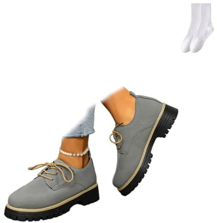 Mocasines gruesos casuales de punta redonda con cordones para mujer, ligeros y cómodos, con plataforma, antideslizantes, para negocios, oficina, trabajo