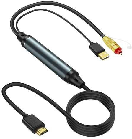 XMSJSIY HDMI ARC to Optical Audio Cable Adapter Converter Extractor | HDTV ARC to SPDIF Fiber Cable with USB Power Supply Cable for Sound System Speaker Home Theater - 1.5M/4.92FT