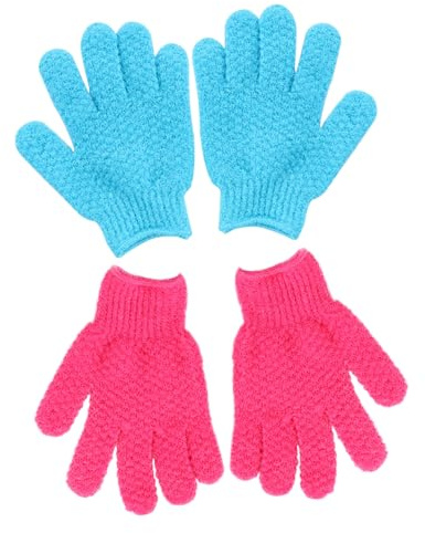 HEALEEP Peelinghandschuhe 4 Stück aus Polyester zur Körperreinigung mit Tiefenpeeling und Entfernung von Schmutz und Öl für Tägliches Baden und Dusche