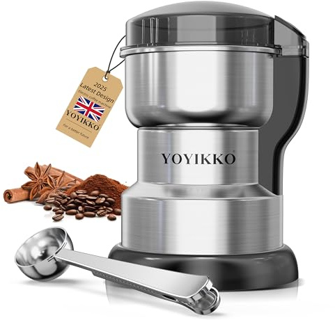 Electric Coffee Grinder 300W, Adjustable Grind, Espresso/Drip/Pour. Coffee Grinder for Coffee, Spices, and Other Foods (silvery-58)
