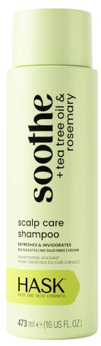 HASK Soothe Tea Tree Oil Shampoo, Dry Scalp Relief, 473ml | Tea tree oil shampoo, for dry, itchy scalp, soothes and relieves, with rosemary, colour-safe, sulphate-free